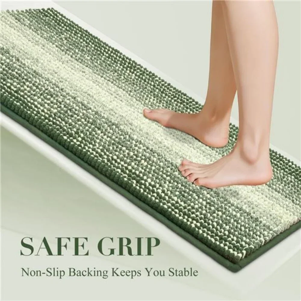 Bath Mat Rug Non Slip Bathroom Floor Mat Water Absorbent Machine Washable Green